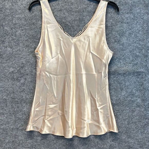 NWT CABERNET Women’s Camisole Satin Lace Trim Sleeveless Champagne Size Large - Picture 2 of 14